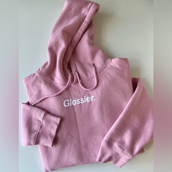 Glossier Pink Hoodie Sz Lg - Picture 2 of 5